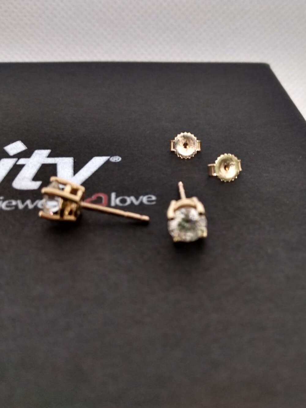 10k solid gold, moissanite earrings, charles winston